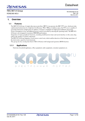 R5F2136ASNFA datasheet - RENESAS MCU