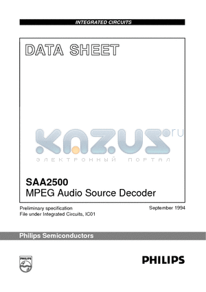 SAA2500H datasheet - MPEG Audio Source Decoder