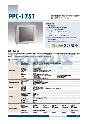 PPC-174WL-MT datasheet - 17 Panel PC with Intel^ Pentium^/Celeron^ M Processor