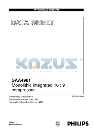 SAA4981 datasheet - Monolithic integrated 16 : 9 compressor
