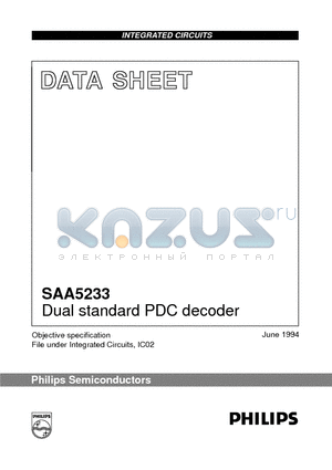 SAA5233 datasheet - Dual standard PDC decoder