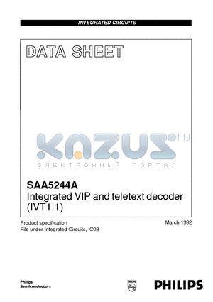 SAA5244AP datasheet - Integrated VIP and teletext decoder IVT1.1