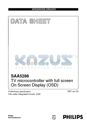 SAA5288 datasheet - TV microcontroller with full screen On Screen Display OSD