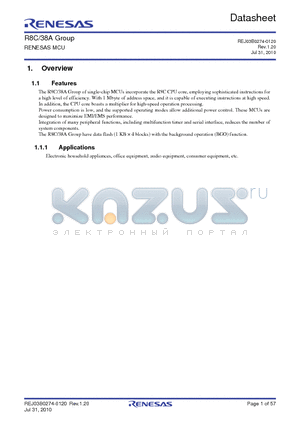 R5F2138CANLG datasheet - RENESAS MCU