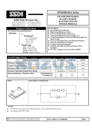 SPMS506-01AF datasheet - BATTERY BYPASS POWER MODULE