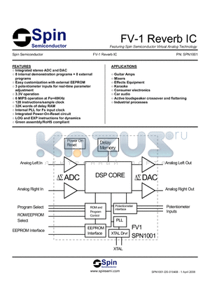 SPN1001 datasheet - Featuring Spin Semiconductor Virtual Analog Technology