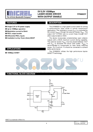 SY88822VKC datasheet - LASER DIODE DRIVER WITH OUTPUT ENABLE