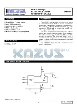 SY88822VKITR datasheet - LASER DIODE DRIVER WITH OUTPUT ENABLE