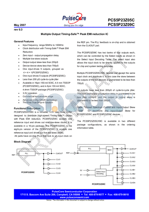 PCS5P23Z05C datasheet - Multiple Output Timing-Safe Peak EMI reduction IC