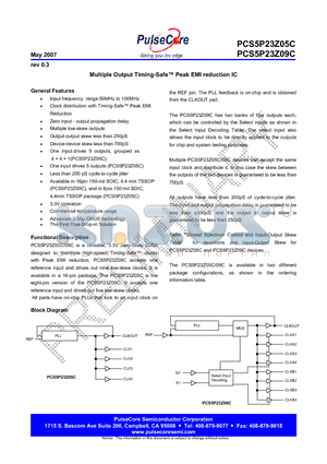 PCS5P23Z09C datasheet - Multiple Output Timing-Safe Peak EMI reduction IC