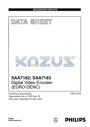 SAA7182 datasheet - Digital Video Encoder EURO-DENC