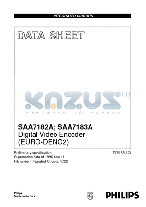 SAA7183A datasheet - Digital Video Encoder EURO-DENC2