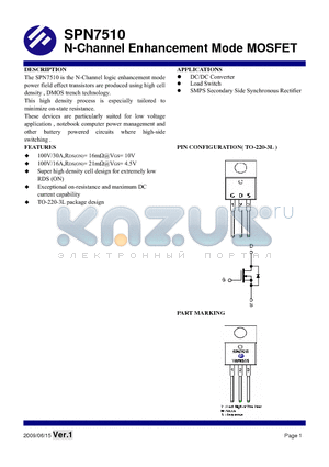 SPN7510 datasheet - N-Channel Enhancement Mode MOSFET