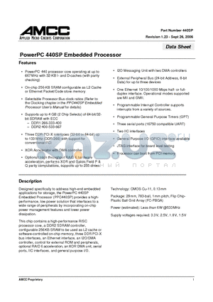 PPC440SP-AFC533C datasheet - PowerPC 440SP Embedded Processor