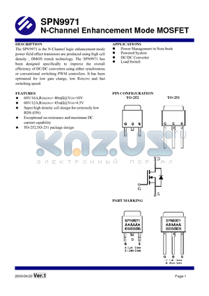 SPN9971T251TGB datasheet - N-Channel Enhancement Mode MOSFET