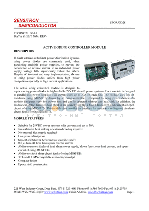 SPOR30D28 datasheet - ACTIVE ORING CONTROLLER MODULE