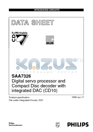 SAA7326H datasheet - Digital servo processor and Compact Disc decoder with integrated DAC CD10