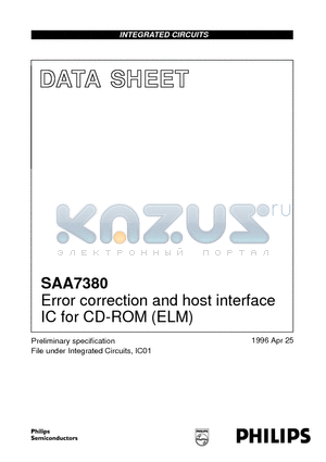 SAA7380 datasheet - Error correction and host interface IC for CD-ROM ELM