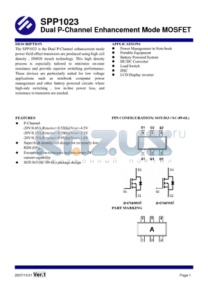 SPP1023S56RG datasheet - Dual P-Channel Enhancement Mode MOSFET