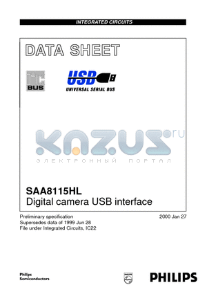 SAA8115HL datasheet - Digital camera USB interface