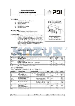 OS10040280GW datasheet - Superior return loss performance