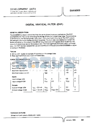 SAA9069 datasheet - DIGITAL VERTICAL FILTER(DVF)