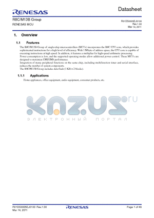 R5F2M132BNFP datasheet - The R8C/M13B Group of single-chip microcontrollers