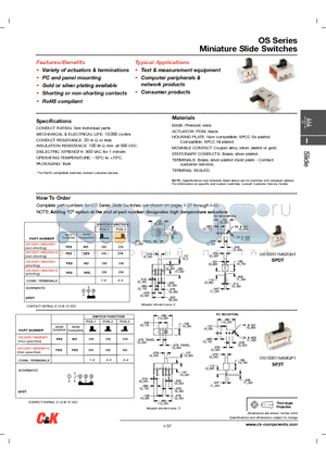 OS102011MS2QS1 datasheet - Miniature Slide Switches