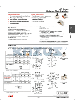 OS102011MS2QS1C datasheet - Miniature Slide Switches