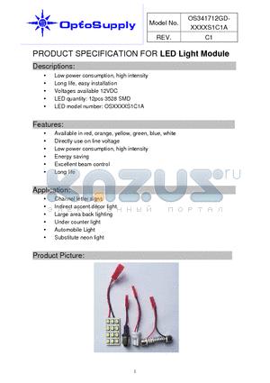 OS341712GD-Y5PAS1C1A datasheet - PRODUCT SPECIFICATION FOR LED Light Module