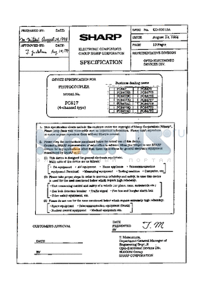 PCS817 datasheet - DEVICE SPECXFICATION FOR PHOTOCOUPLER