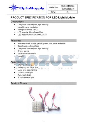 OS343416GD-B56LZ3K1D datasheet - PRODUCT SPECIFICATION FOR LED Light Module