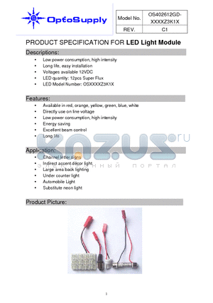 OS402612GD-M54LZ3K1P datasheet - PRODUCT SPECIFICATION FOR LED Light Module