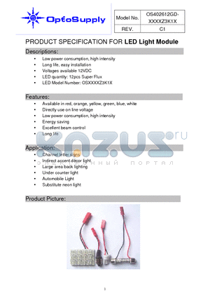 OS402612GD-R5PAZ3K1D datasheet - PRODUCT SPECIFICATION FOR LED Light Module