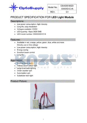 OS402618GD-K5DLS1C1A datasheet - PRODUCT SPECIFICATION FOR LED Light Module