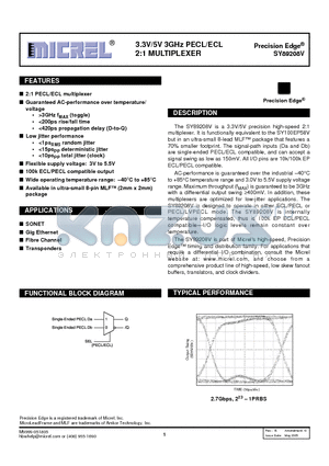 SY89208V datasheet - 3.3V/5V 3GHz PECL/ECL 2:1 MULTIPLEXER