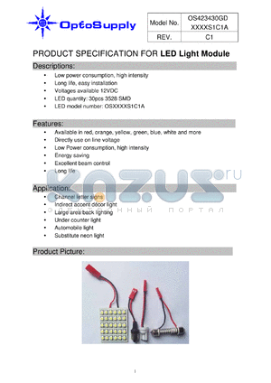 OS423430GD-B5SAS1C1A datasheet - PRODUCT SPECIFICATION FOR LED Light Module