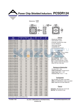 PCSDR124-122M-RC datasheet - Power Chip Shielded Inductors