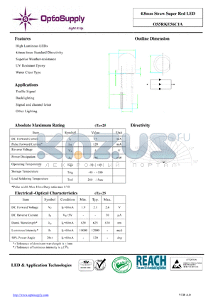 OS5RKE56C1A datasheet - 4.8mm Straw Super Red LED