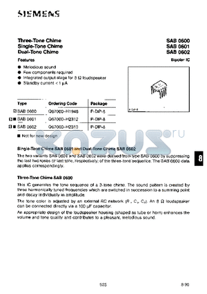 SAB0600 datasheet - THREEE TONE CHIME SINGLE TONE CHIME DUAL TONE CHIME