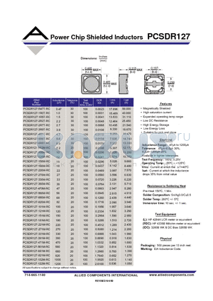 PCSDR127-101M-RC datasheet - Power Chip Shielded Inductors