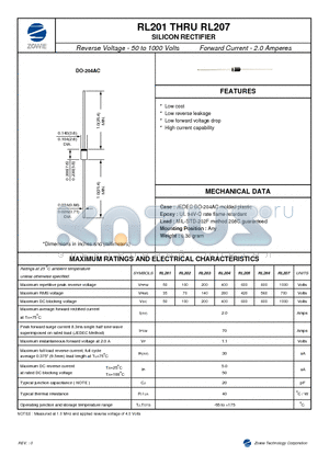 RL201 datasheet - SILICON RECTIFIER