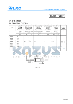 RL201 datasheet - 2A GENERAL DIODES