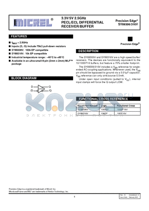 SY89316V datasheet - 3.3V / 5V 2.5 GHZ PECL/ECL DIFFERENTIAL RECEIVER/BUFFER