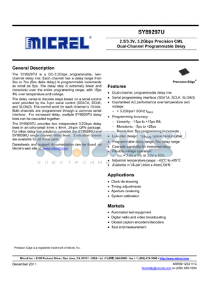 SY89297U datasheet - 2.5/3.3V, 3.2Gbps Precision CML