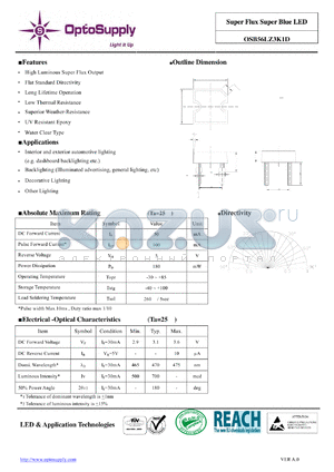 OSB56LZ3K1D_11 datasheet - Super Flux Super Blue LED