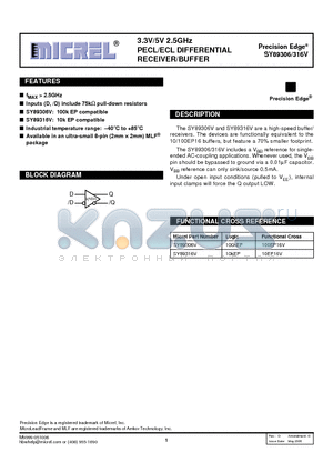 SY89316VMGTR datasheet - 3.3V/5V 2.5GHz PECL/ECL DIFFERENTIAL RECEIVER/BUFFER