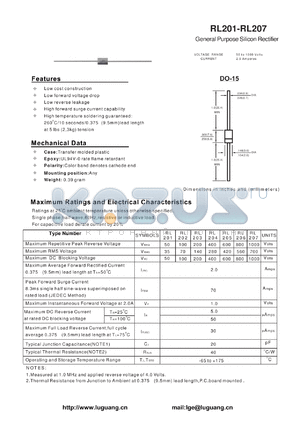 RL201 datasheet - General Purpose Silicon Rectifier