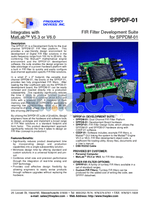 SPPDF-01 datasheet - FIR Filter Development Suite for SPPDM-01