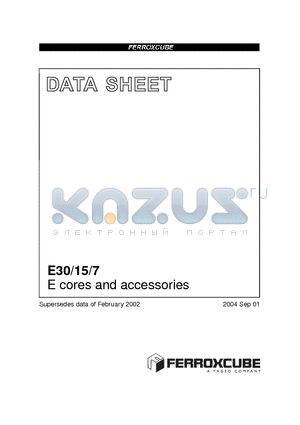SPR-E15 datasheet - E CORES AND ACCESSORIES